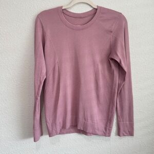 Lululemon Long Sleeve Athletic Top Rose Pink Perforated Breathable Women S